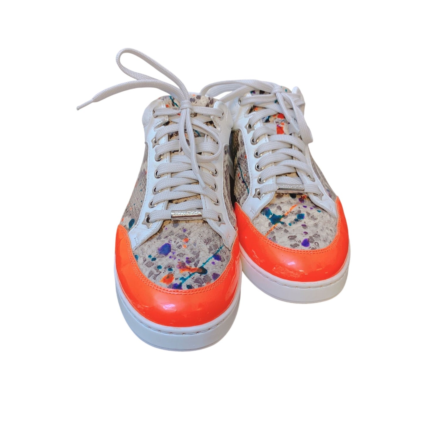 Jimmy Choo Miami Low Top Sneakers Python & Leather Orange 6.5/37