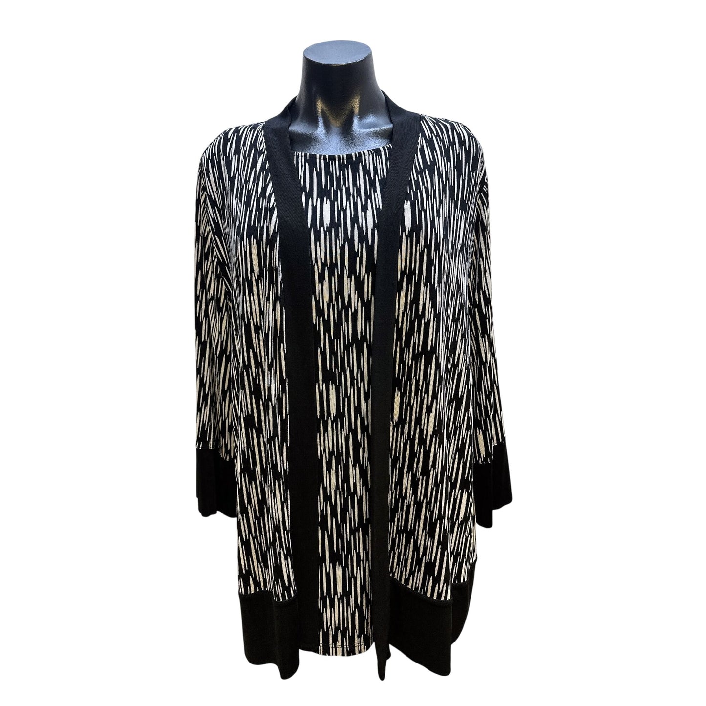 Chico's 2P Set Sleeveless Top & Cardigan  Black & White Abstract Print Size 3 (XL)