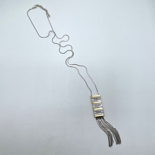 Brighton Tassel Necklace In Silver & Gold Tone Metal Long