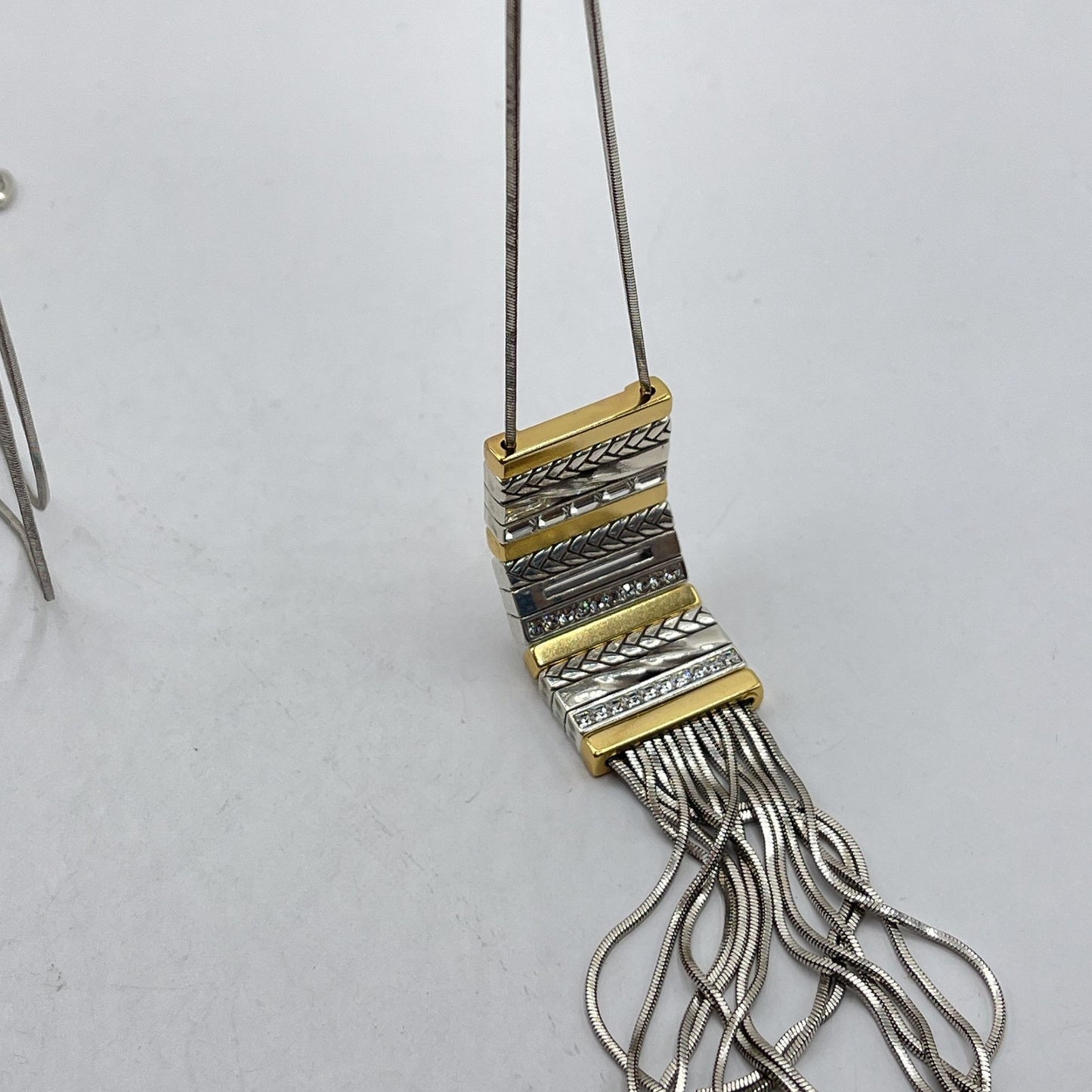 Brighton Tassel Necklace In Silver & Gold Tone Metal Long
