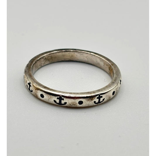 925 James Avery Sterling Silver Anchor Band Ring Size 8.5