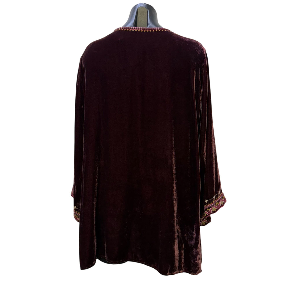 Johnny Was Velvet Embroidered Blouse Wine Multi XL