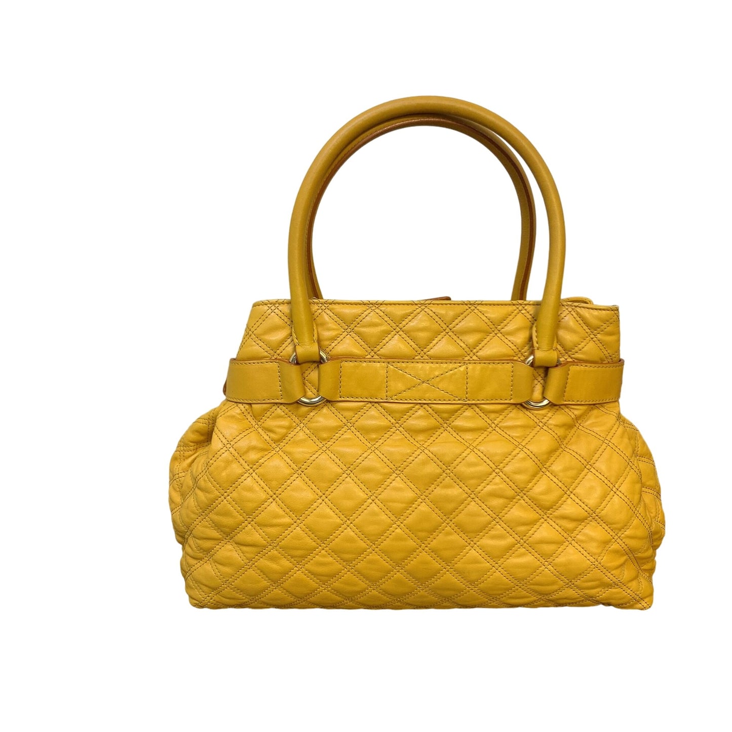 Marc Jacobs Quilted Rare Calfskin Leather Handbag In Mustard Yellow