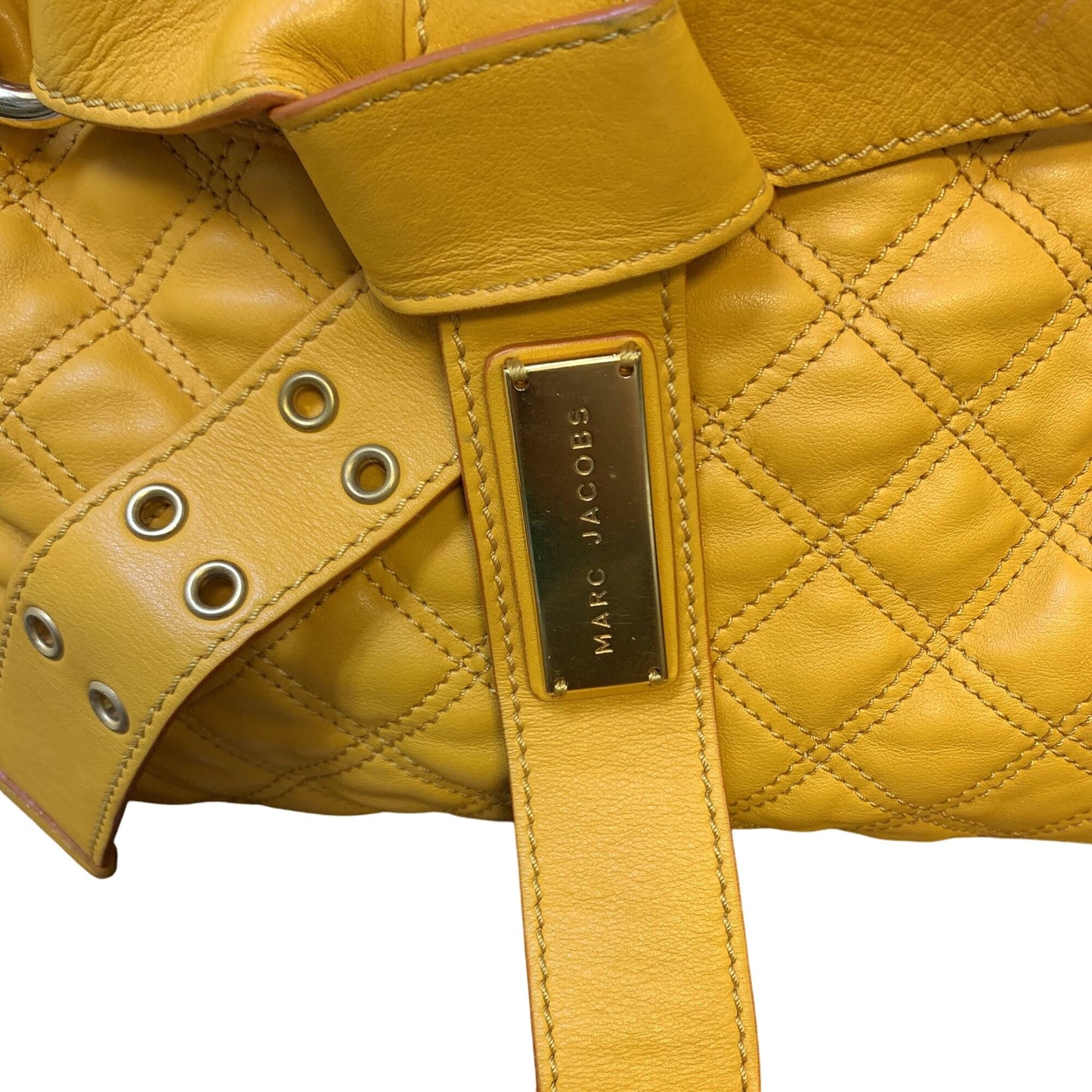 Marc Jacobs Quilted Rare Calfskin Leather Handbag In Mustard Yellow