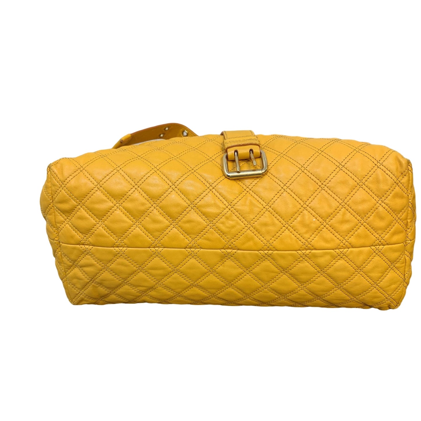 Marc Jacobs Quilted Rare Calfskin Leather Handbag In Mustard Yellow