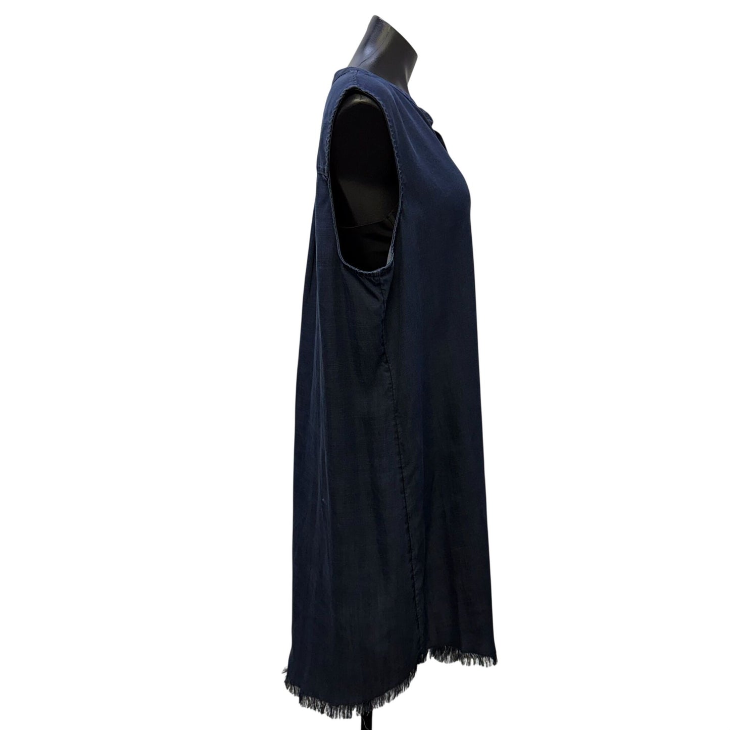 NWT Nic+Zoe Dark Wash Sleeveless Denim Tunic Dress With Frayed Hem XL
