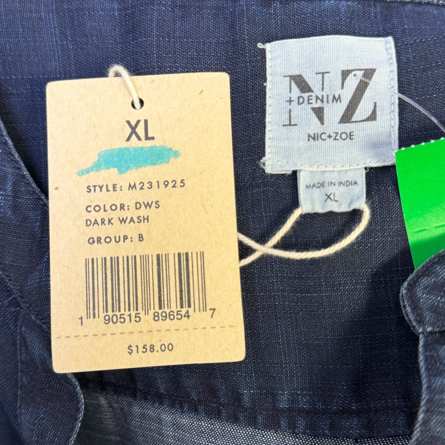 NWT Nic+Zoe Dark Wash Sleeveless Denim Tunic Dress With Frayed Hem XL