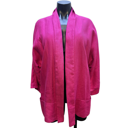 Lafayette 148 Open Front Kimono Cardigan Relaxed Fit w/Two Front Pockets Size XL