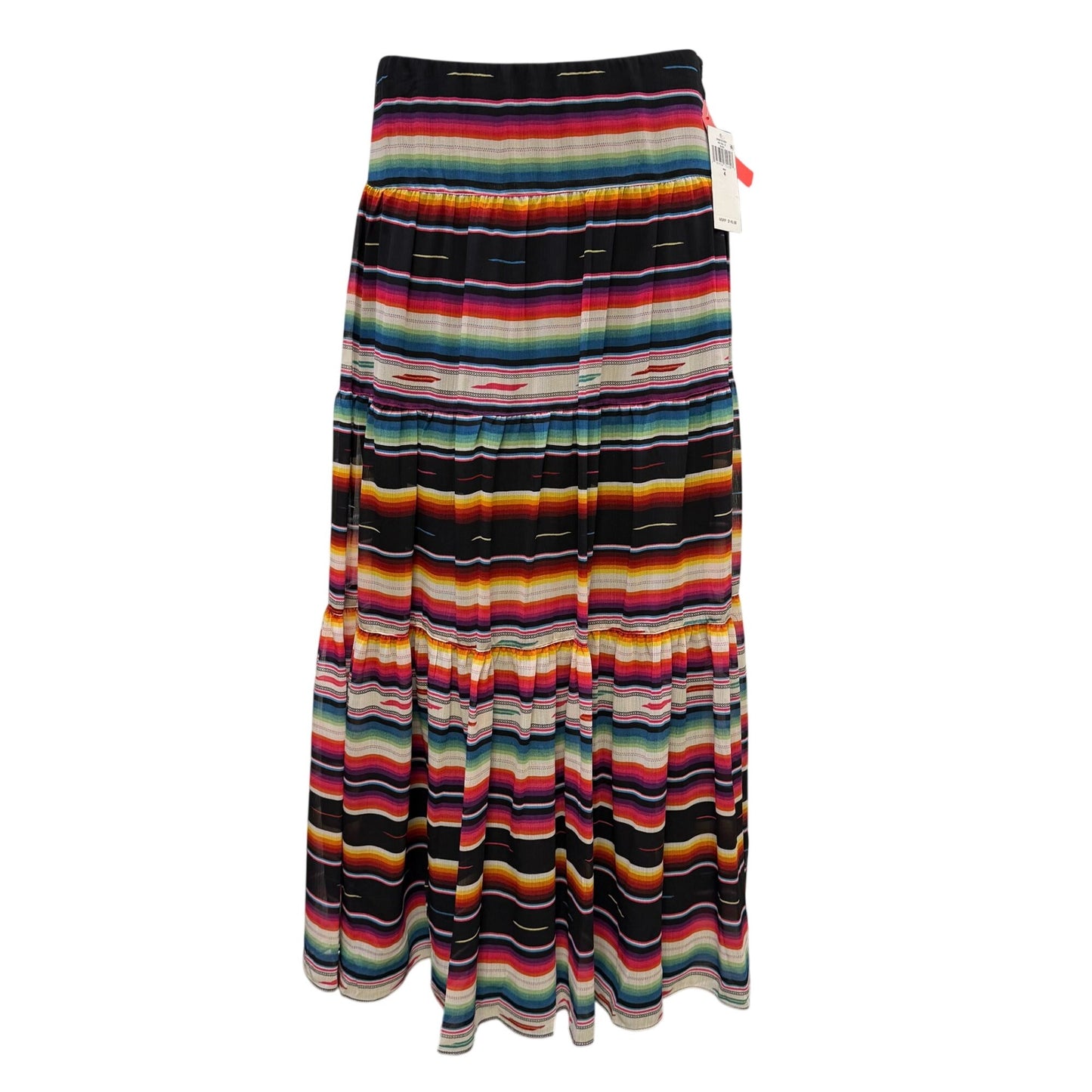 NWT Ralph Lauren Black Multi-Color Tiered Maxi Skirt Size 4
