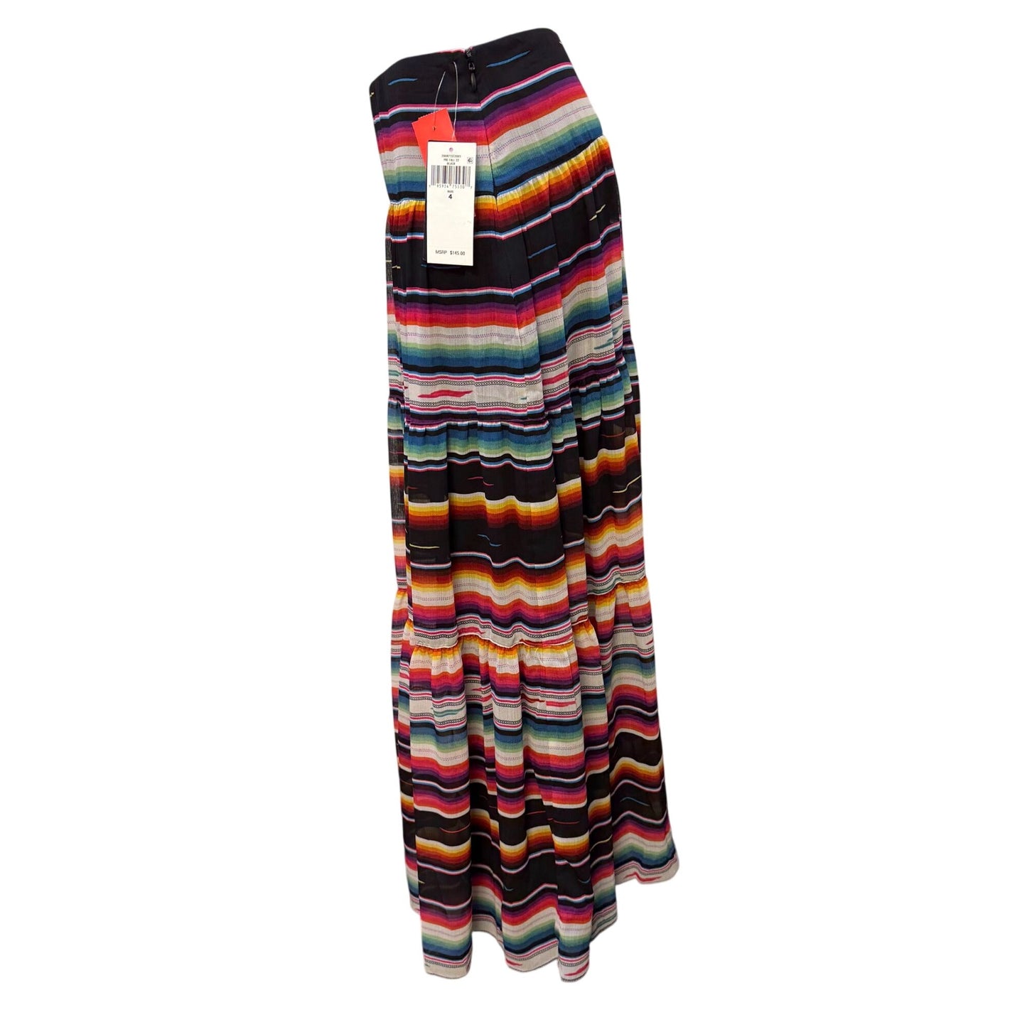 NWT Ralph Lauren Black Multi-Color Tiered Maxi Skirt Size 4