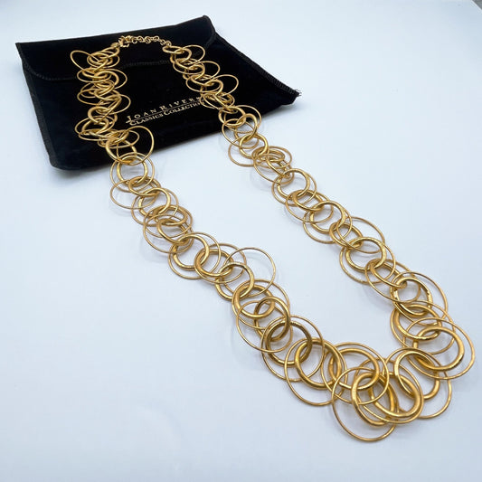 Joan Rivers Classics Collection Gold-Tone Interlinked Circle Statement Necklace With Original Box & Pouch