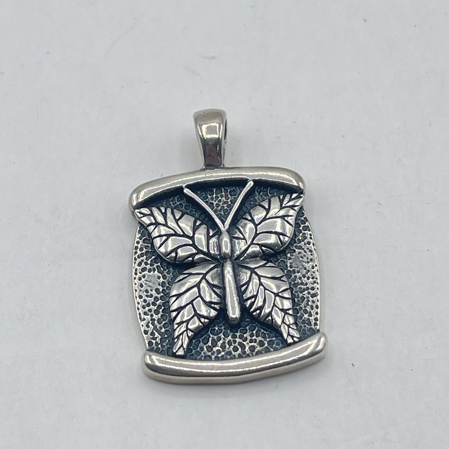 925 Sterling Silver Rectangle Butterfly Motif Pendant