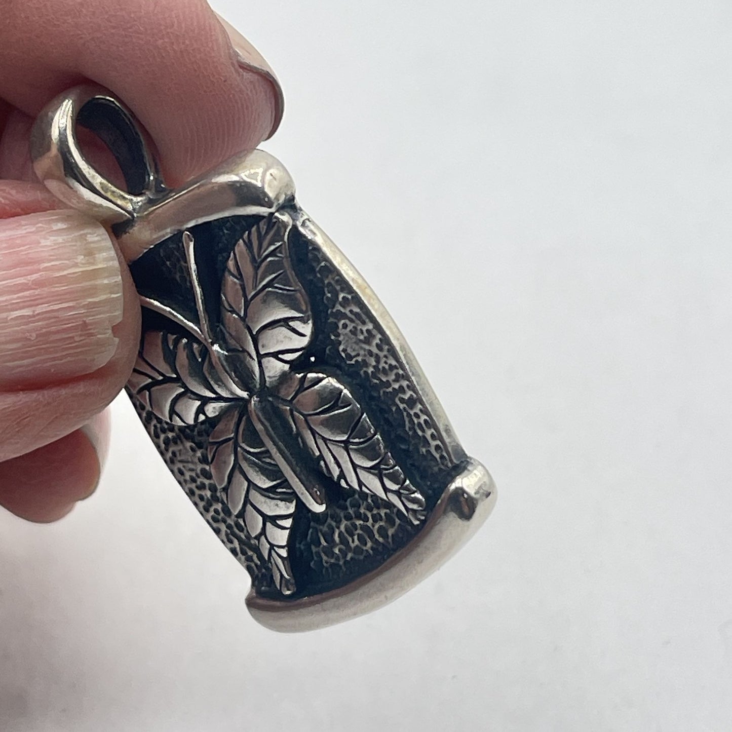 925 Sterling Silver Rectangle Butterfly Motif Pendant