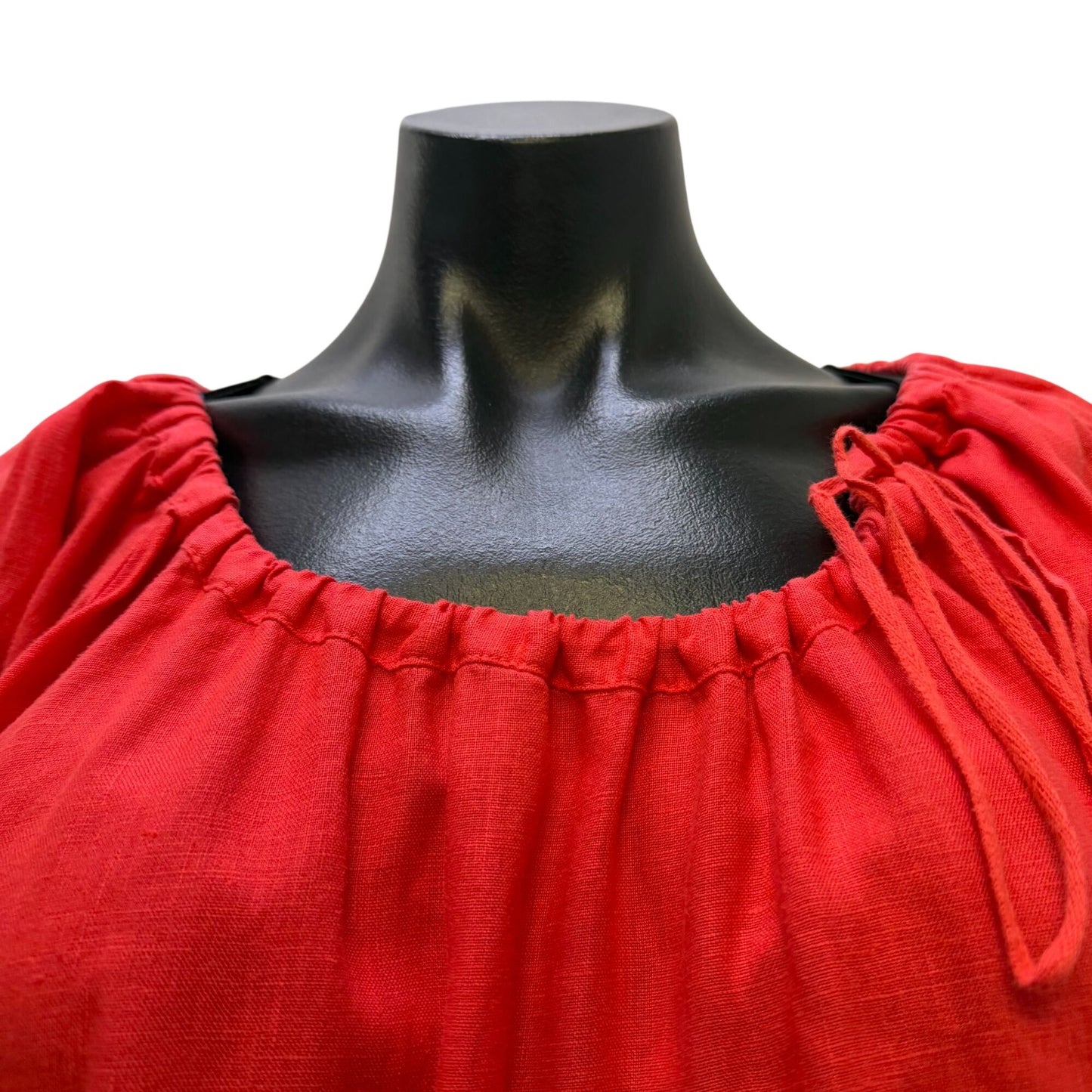 Johnny Was Linen Embroidered Blouse Coral Multi Long Sleeve L