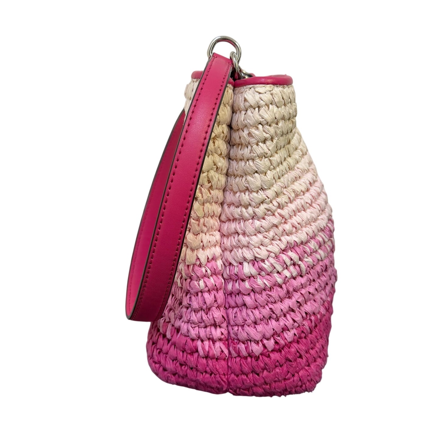 Michael Kors Straw Tote Bag Pink Gradient With Shoulder Strap