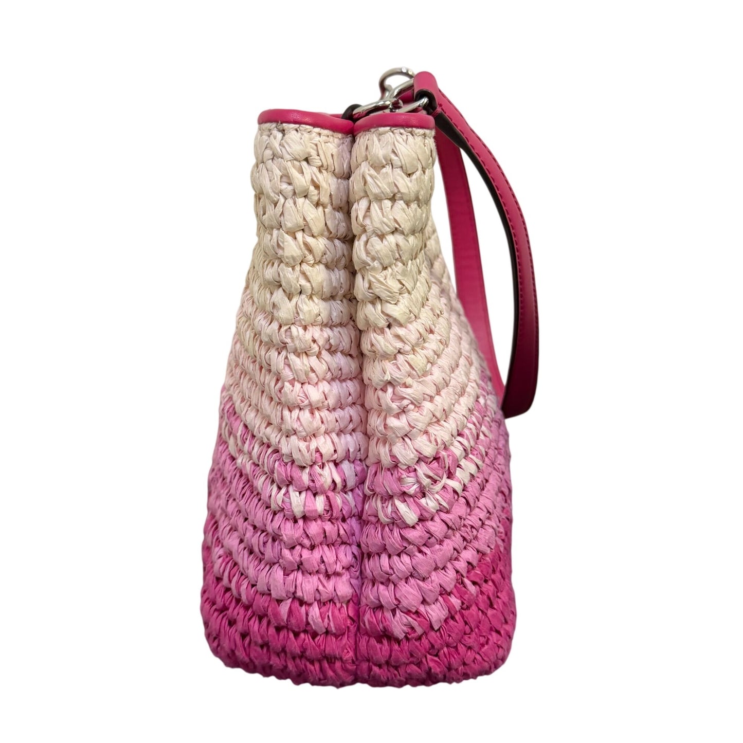 Michael Kors Straw Tote Bag Pink Gradient With Shoulder Strap