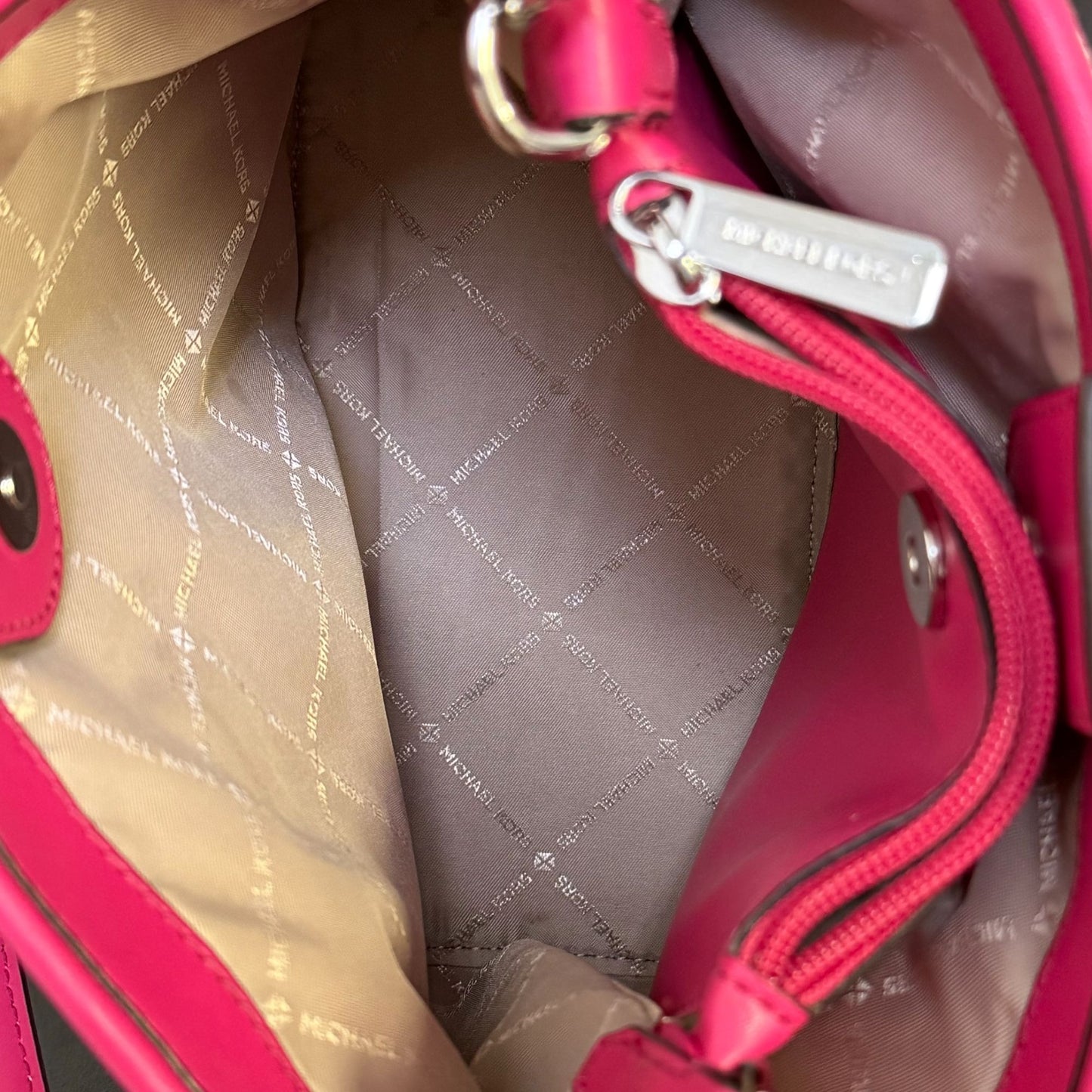 Michael Kors Straw Tote Bag Pink Gradient With Shoulder Strap