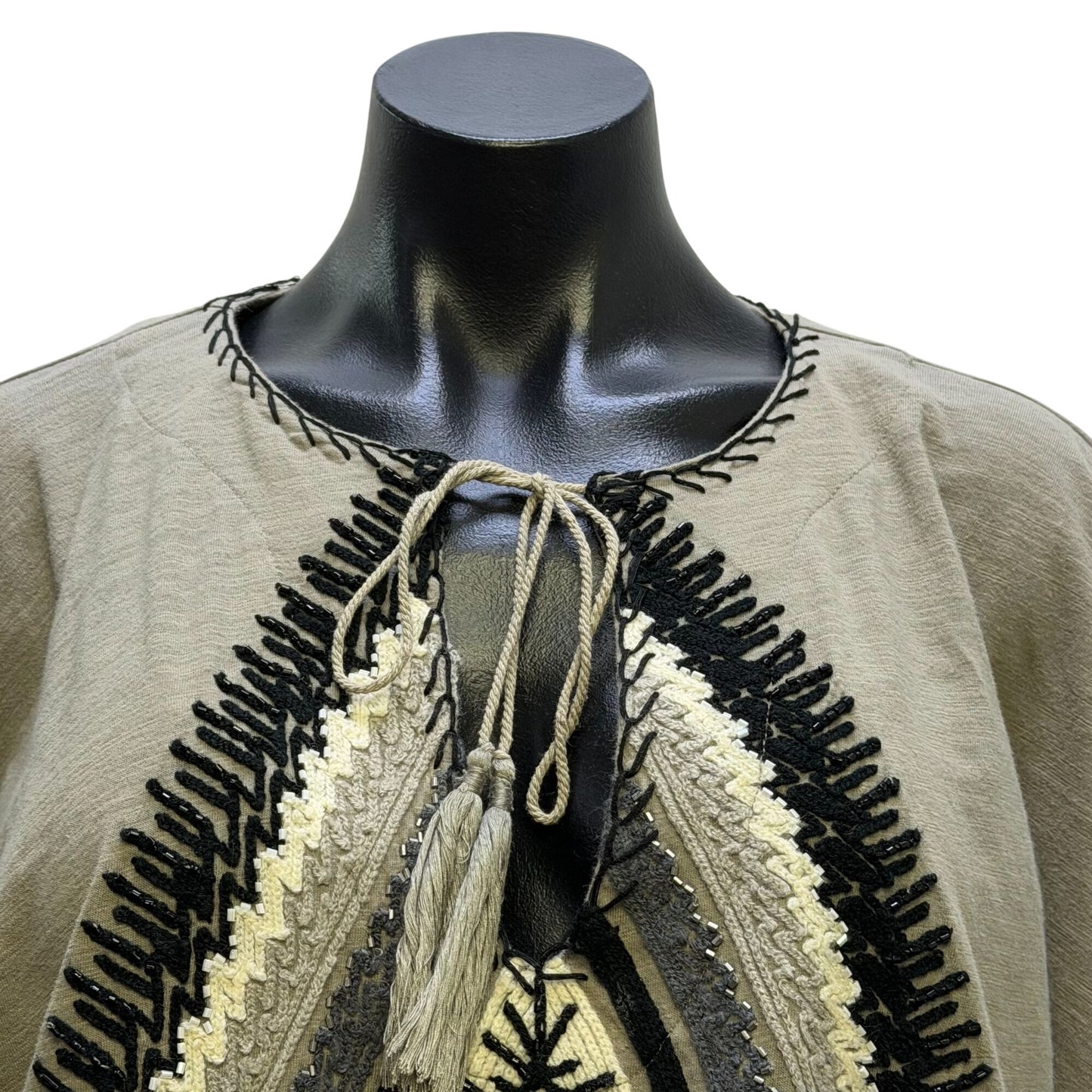 Double D Ranch Embroidered Tunic Top 1X Gray & Black Boho Style
