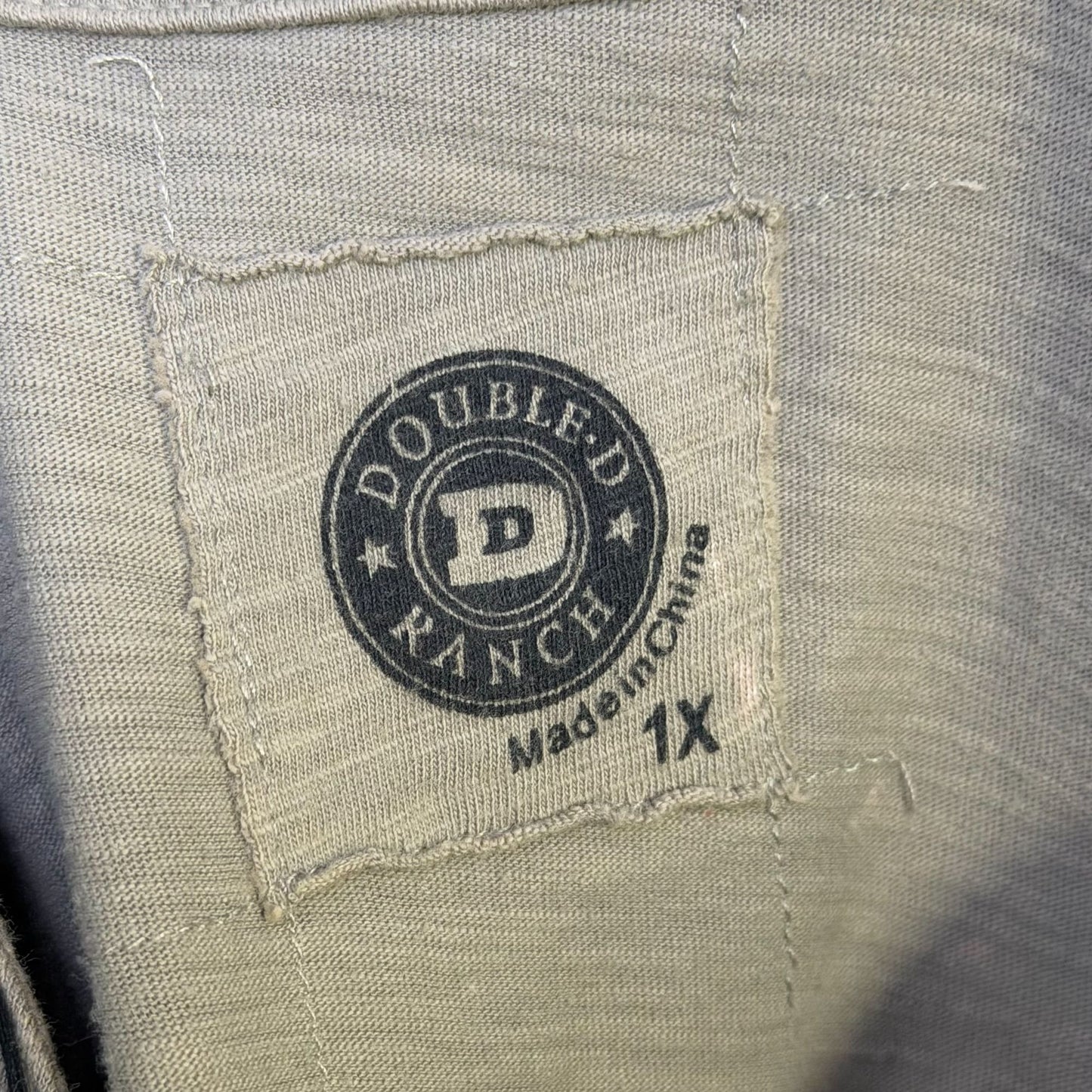 Double D Ranch Embroidered Tunic Top 1X Gray & Black Boho Style