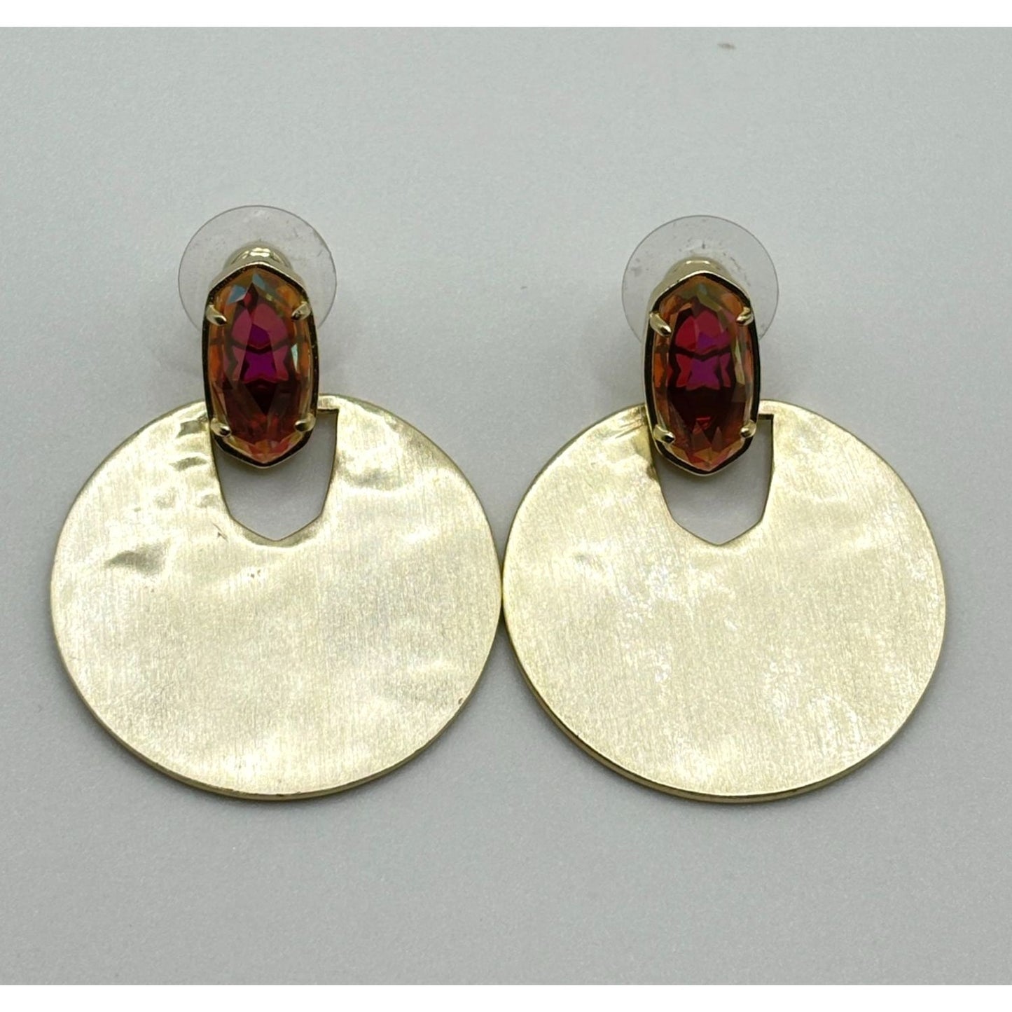 Kendra Scott Gold & Red Oval Stone Earrings