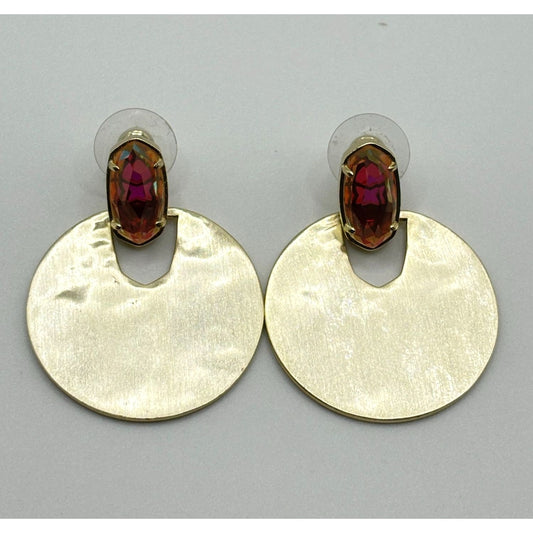 Kendra Scott Gold & Red Oval Stone Earrings