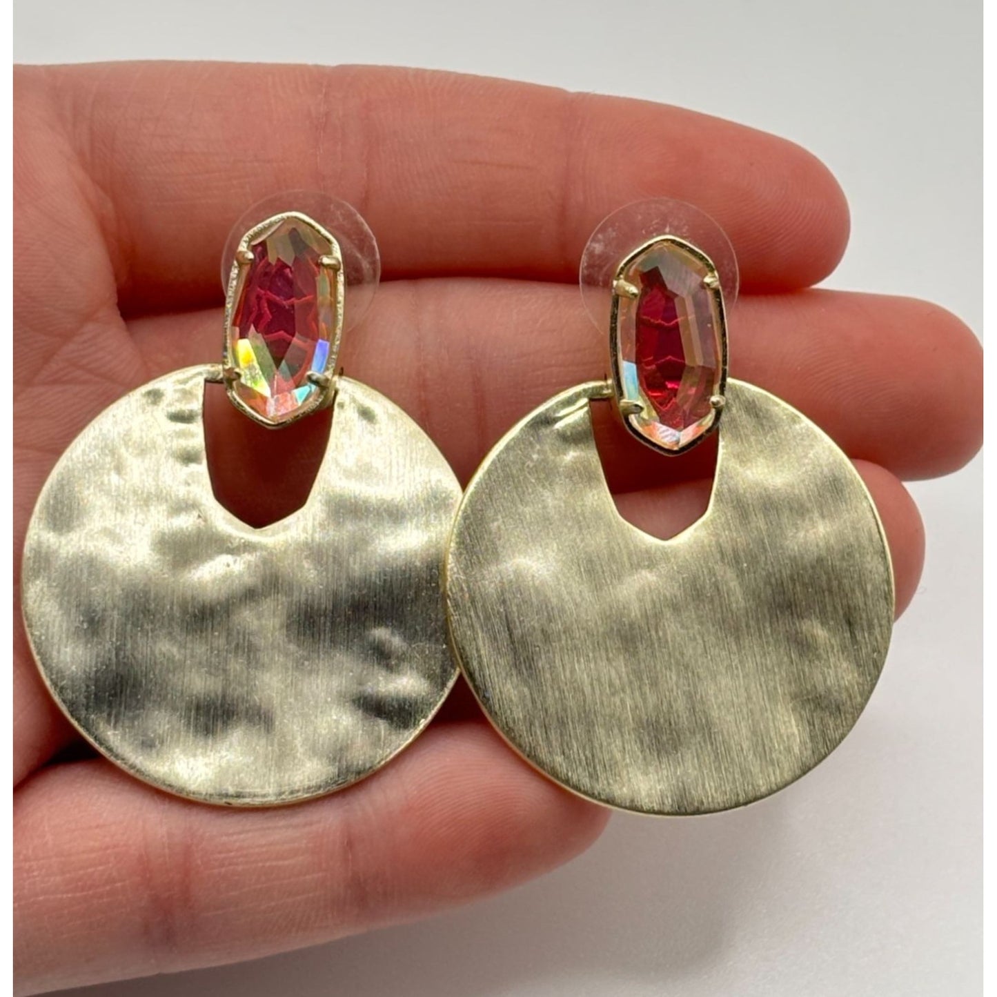 Kendra Scott Gold & Red Oval Stone Earrings