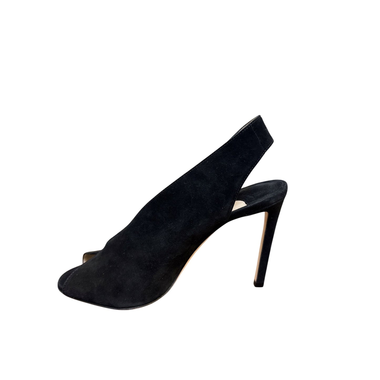 Jimmy Choo Black Suede Peep-Toe Slingback Heels