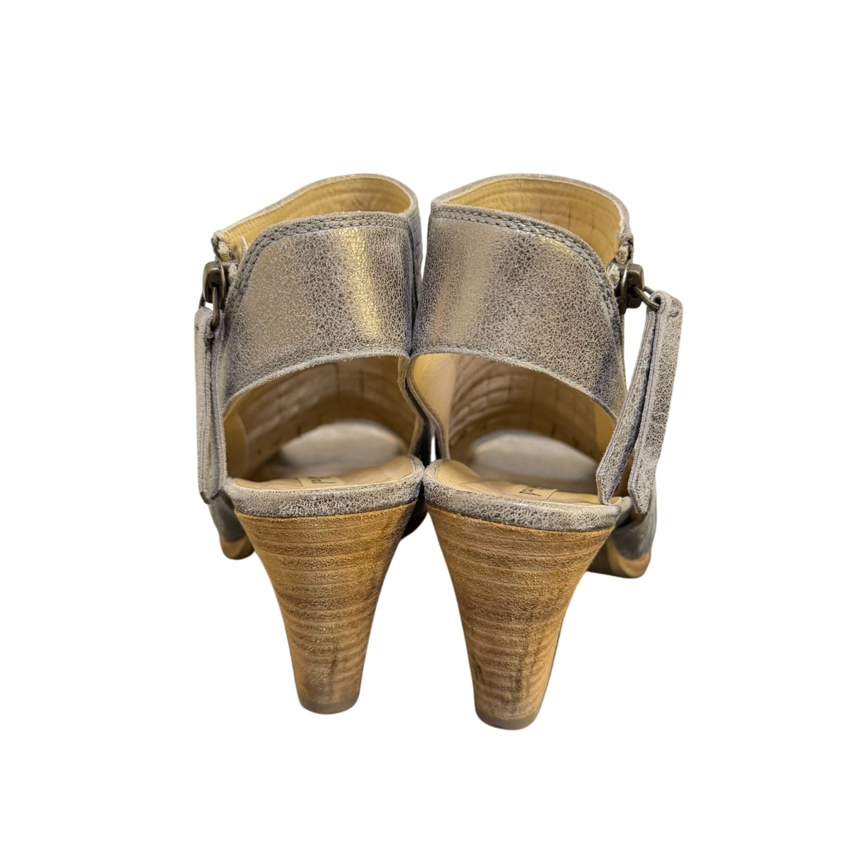 Paul Green Metallic Block Heel Open-Toe Sandal Booties 5.5