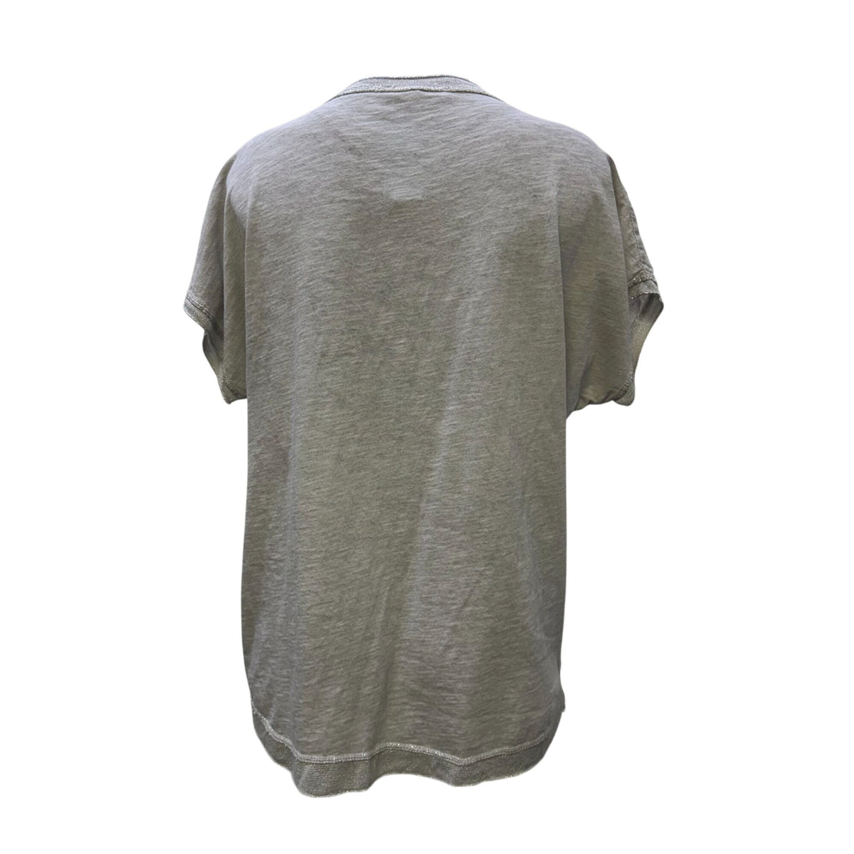 Tempo Paris Linen Short Sleeve Blouse Light Gray Size S