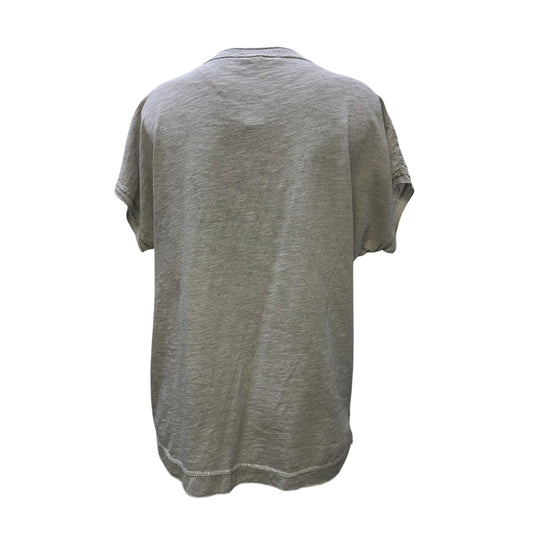 Tempo Paris Linen Short Sleeve Blouse Light Gray Size S