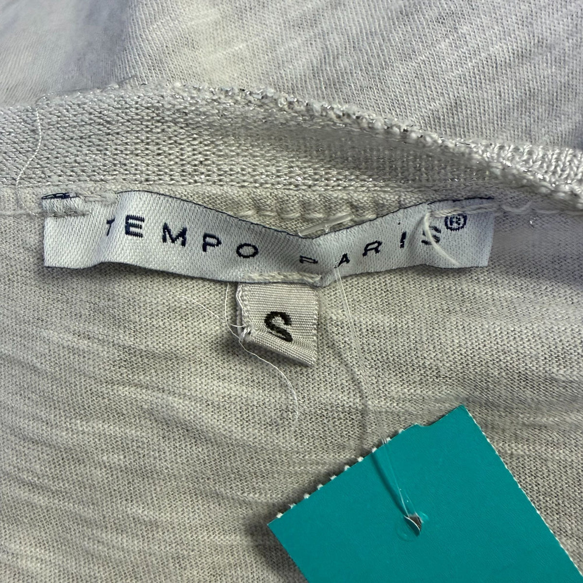 Tempo Paris Linen Short Sleeve Blouse Light Gray Size S