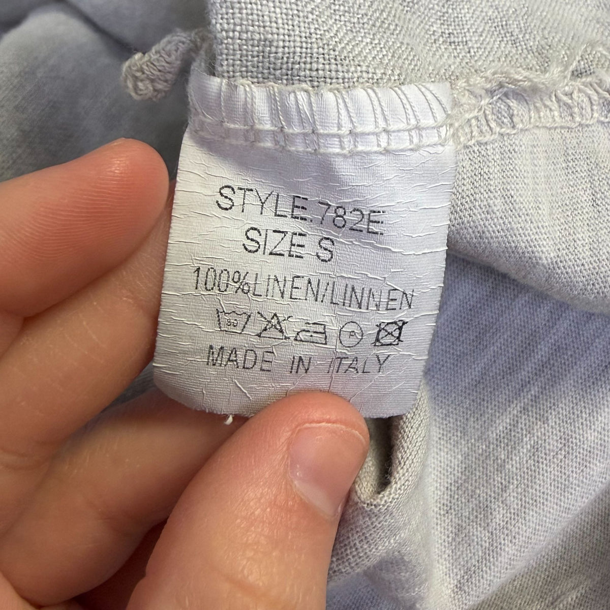 Tempo Paris Linen Short Sleeve Blouse Light Gray Size S