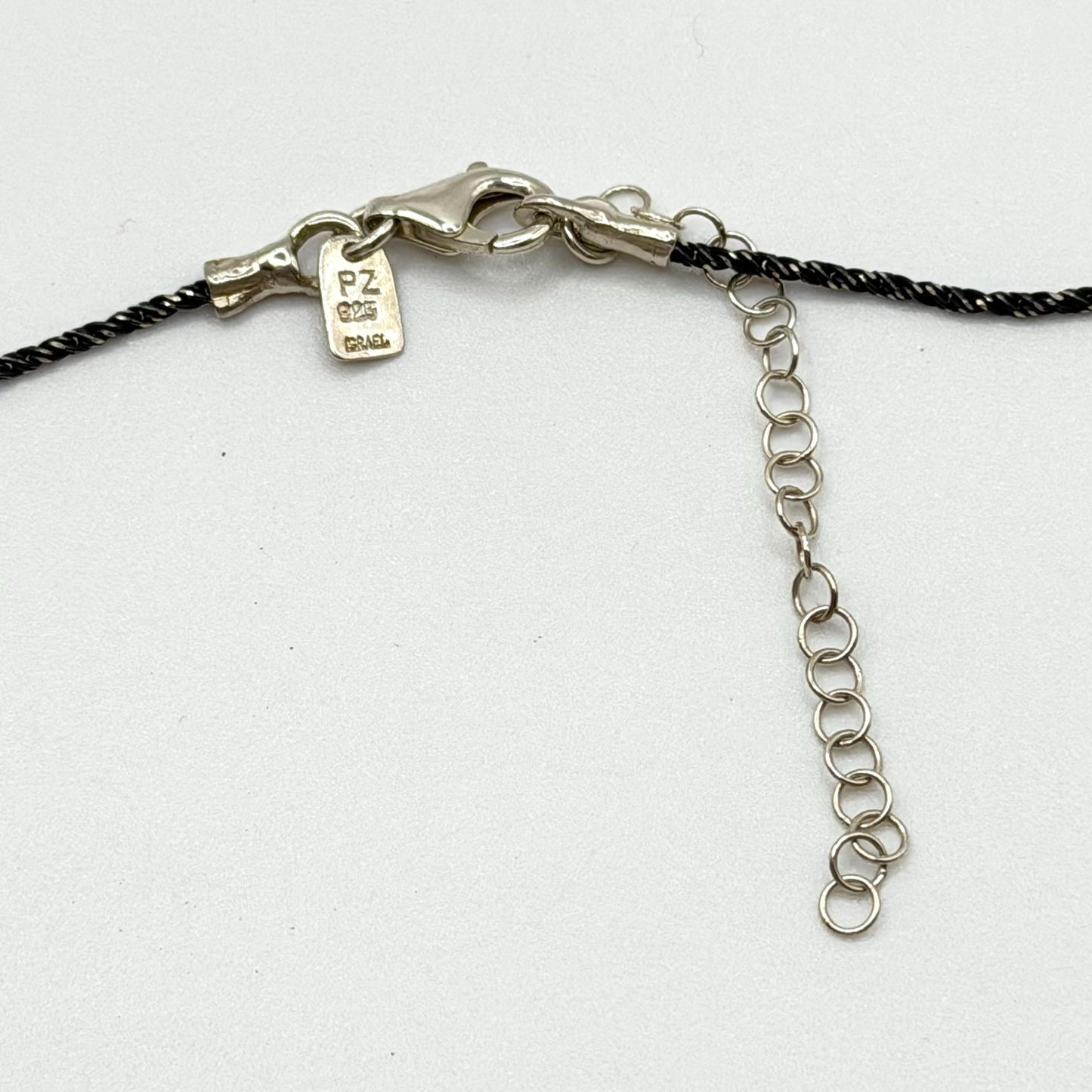 PAZ-PZ  Israel Modernist Dangle Tri-Color Sterling Silver Beaded Chain Necklace