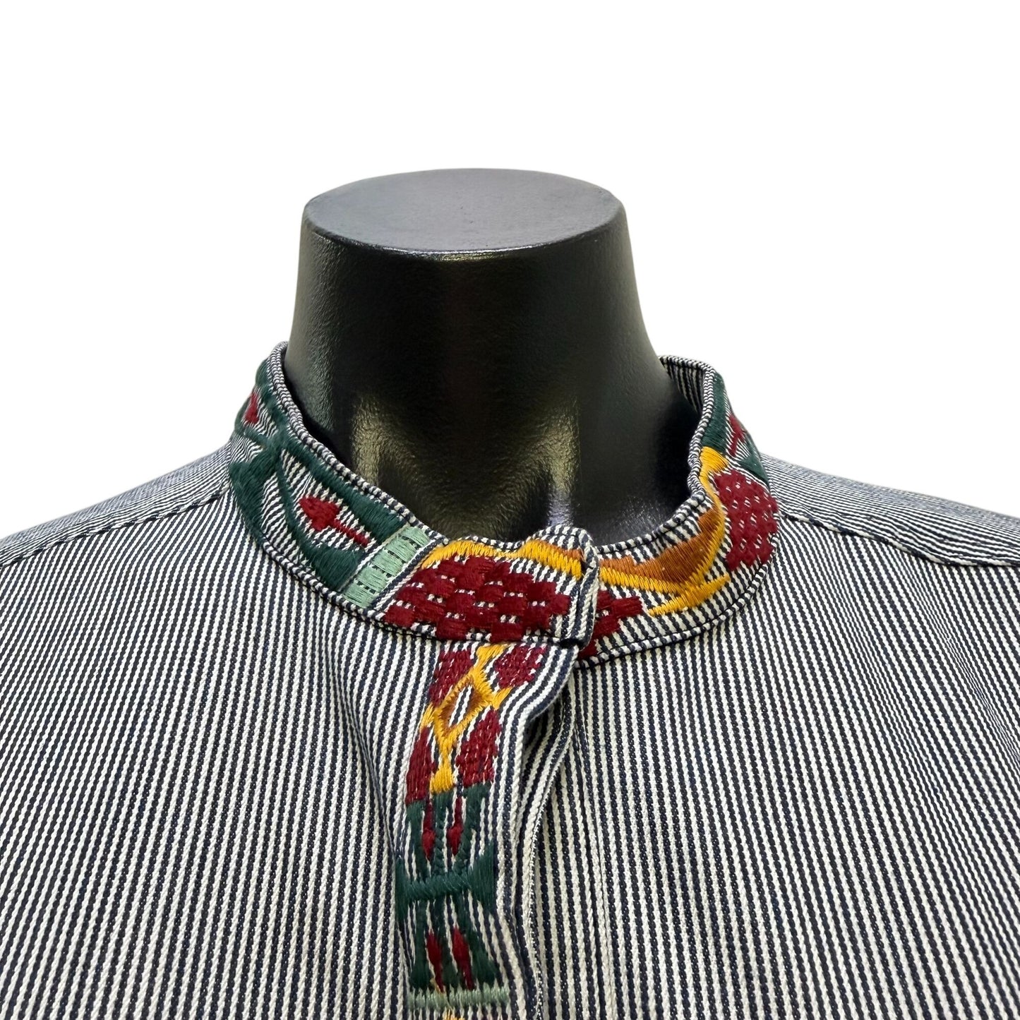 Double D Ranch Blue Stripe Blouse With Colorful Embroidered XL