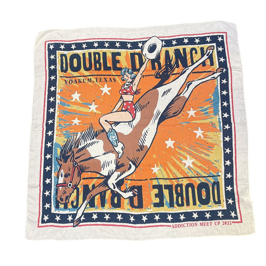 Double D Ranch Bandana Scarf 36" x 37" Western Style Orange Cream