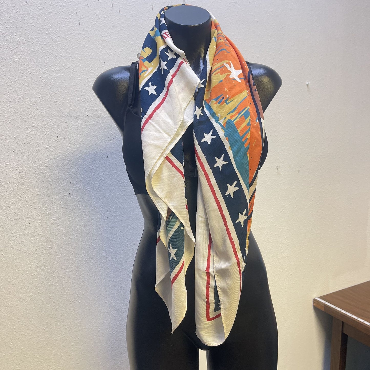 Double D Ranch Bandana Scarf 36" x 37" Western Style Orange Cream