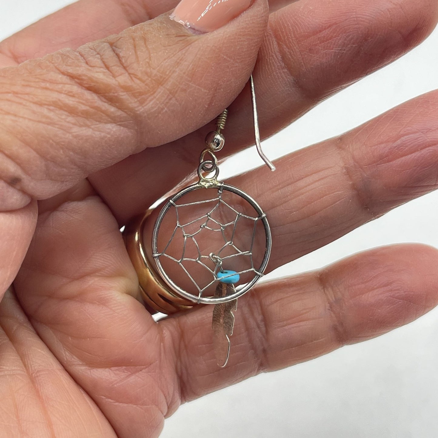 Dream Catcher Turquoise Sterling Silver Native American Earrings