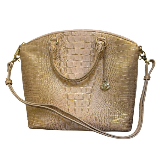 NWOT Brahmin Croc-Embossed Leather Satchel In Pinck Gold With Detachable Strap & Charm L