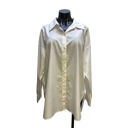Vince White Button-Up Collared Blouse w/Long Sleeves Size XXL
