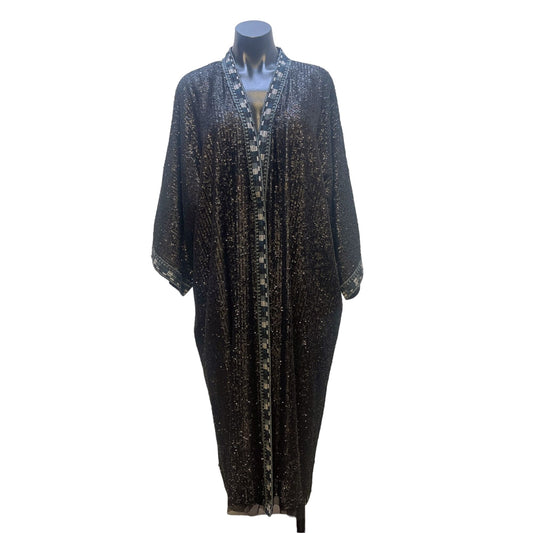 Johny Was Black Tanya Sequin Long Cardigan Size XL