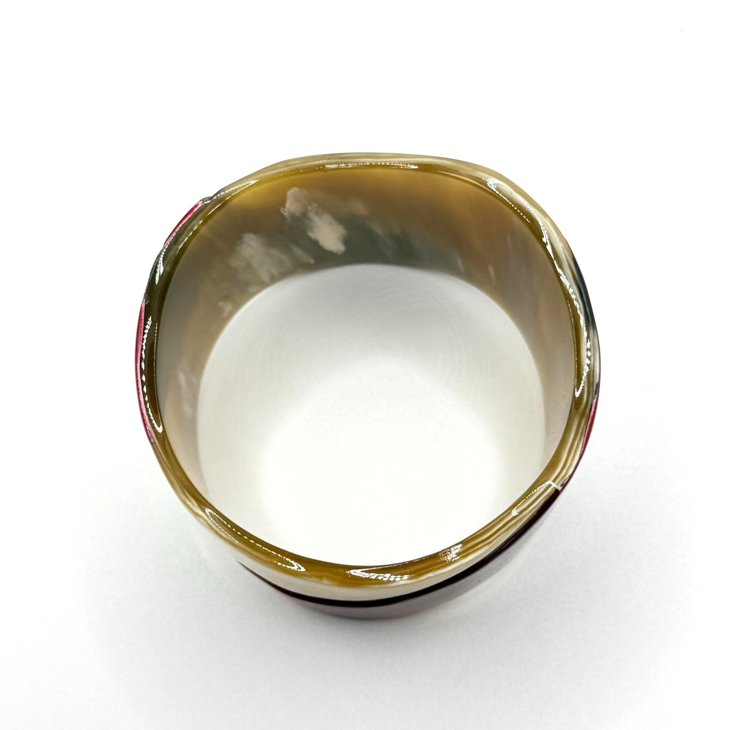 Buffalo Horn Wave Cuff Bracelet With Red Lacquer Accents