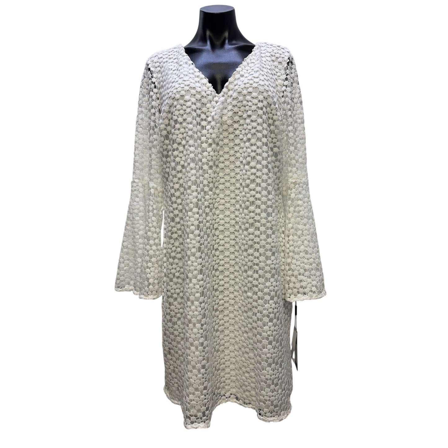 Karl Lagerfeld Paris White Lace Long-Sleeve Dress Size 16