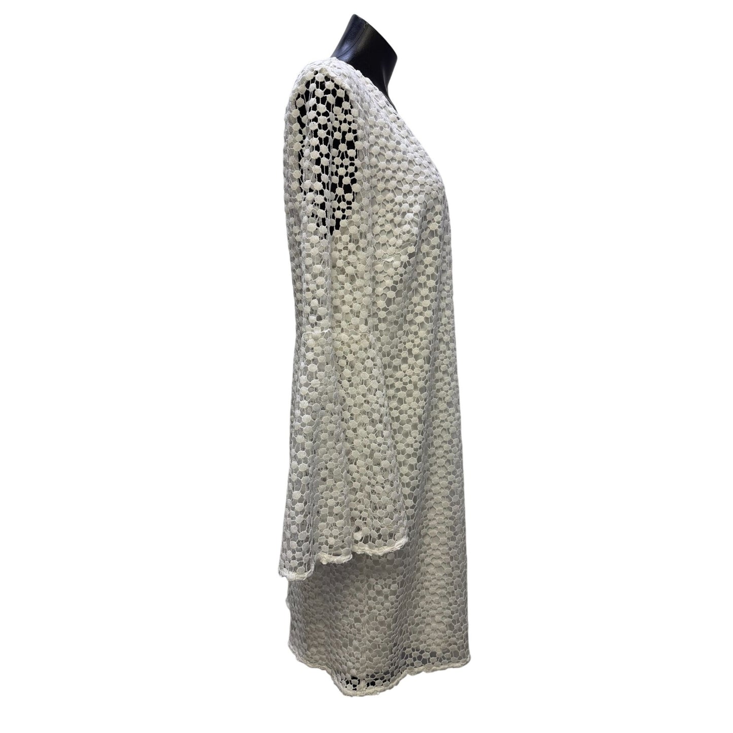 Karl Lagerfeld Paris White Lace Long-Sleeve Dress Size 16