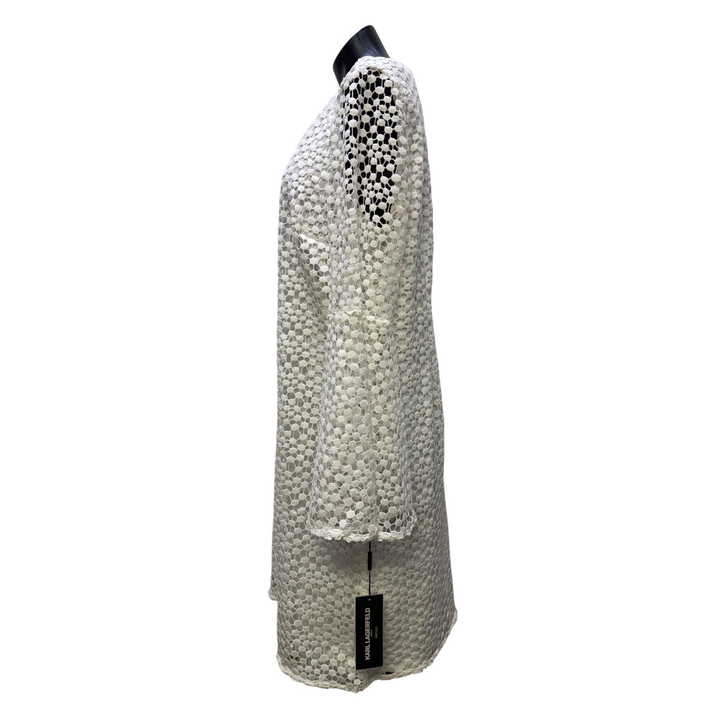 Karl Lagerfeld Paris White Lace Long-Sleeve Dress Size 16
