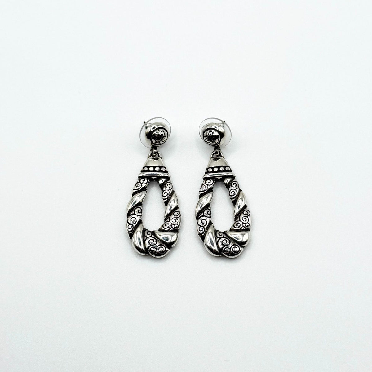 Brighton Silver-Tone Swirl Pattern Drop Earrings