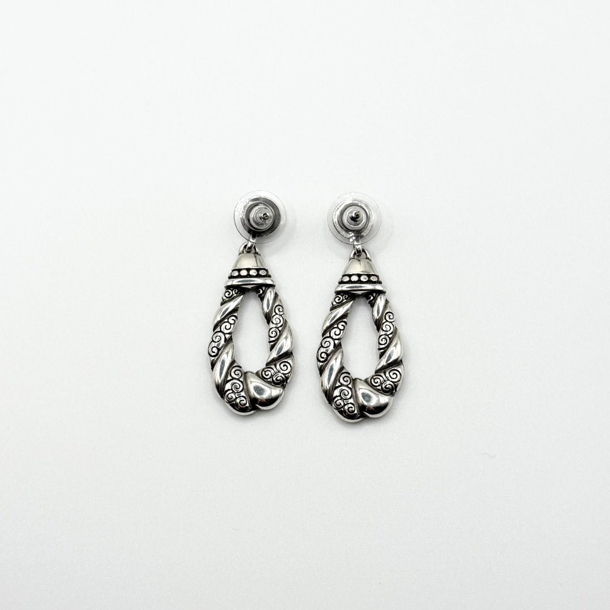 Brighton Silver-Tone Swirl Pattern Drop Earrings