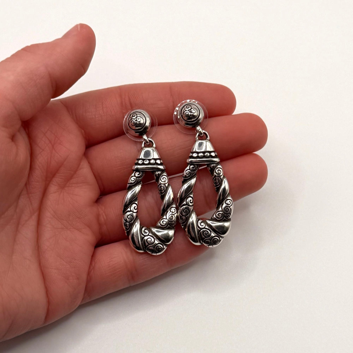 Brighton Silver-Tone Swirl Pattern Drop Earrings