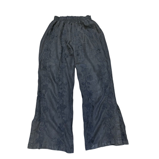 Johnny Was Los Angeles Linen Embroidered Pants Black L