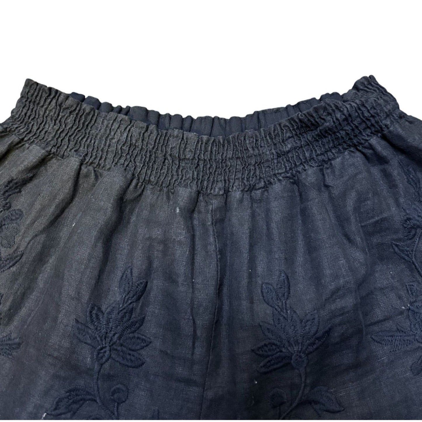Johnny Was Los Angeles Linen Embroidered Pants Black L