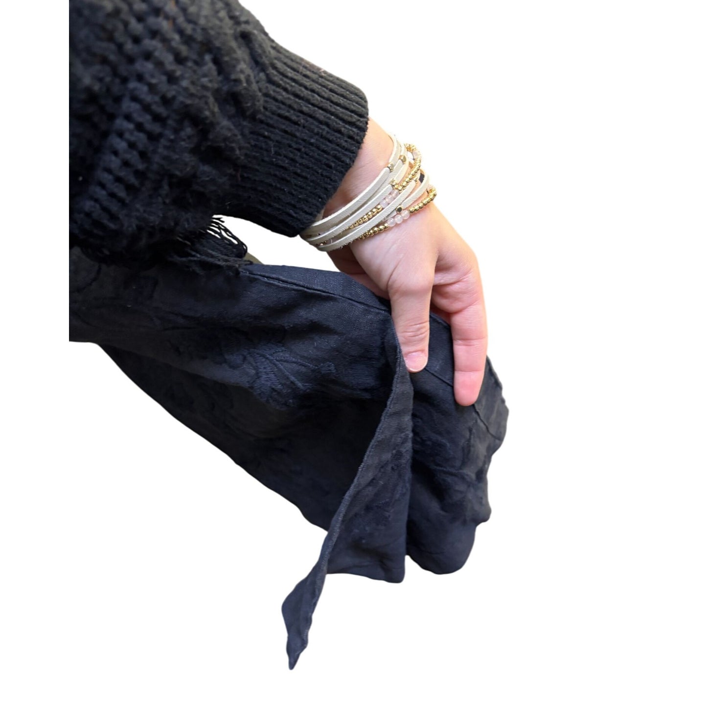 Johnny Was Los Angeles Linen Embroidered Pants Black L